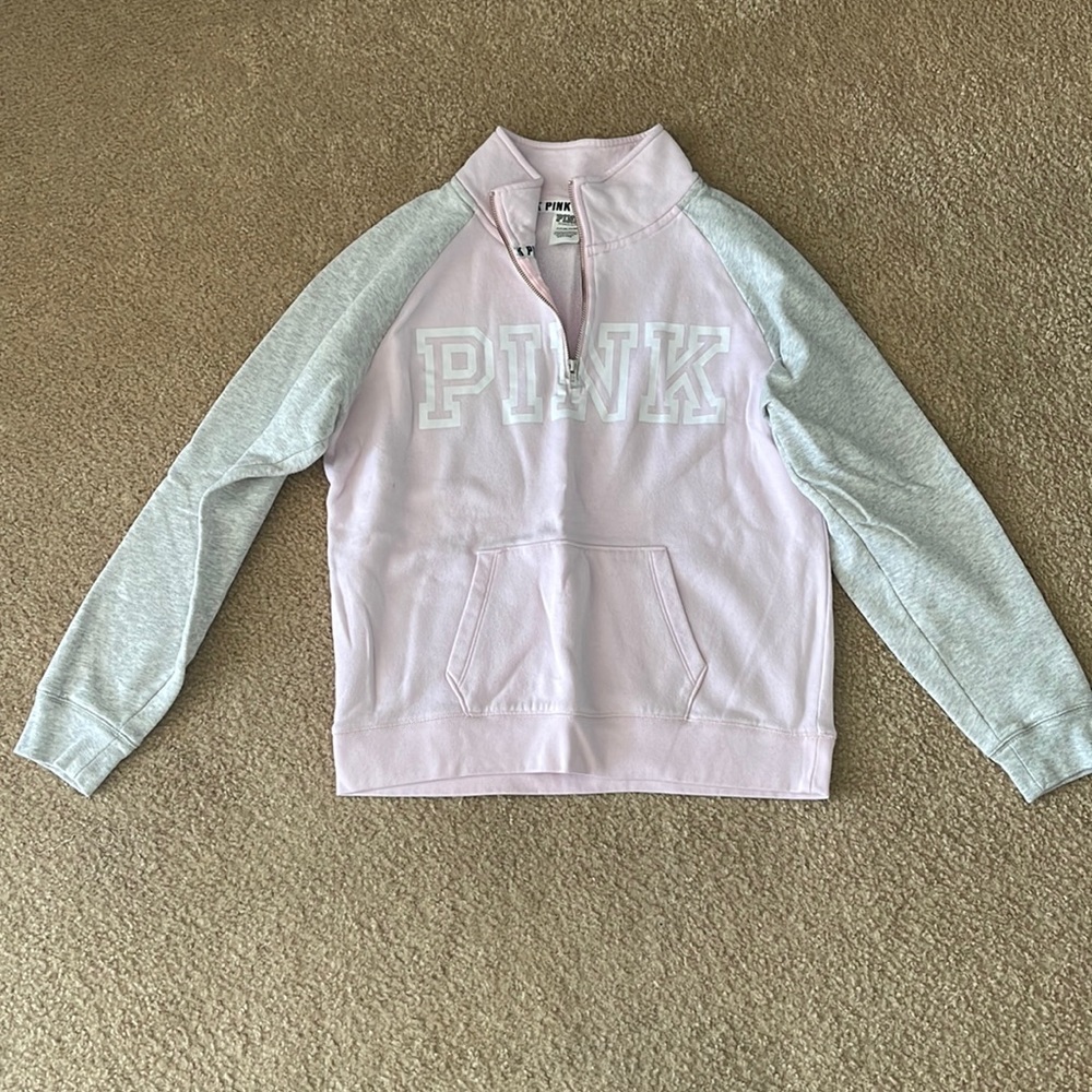 PINK pullover half zip up sweater